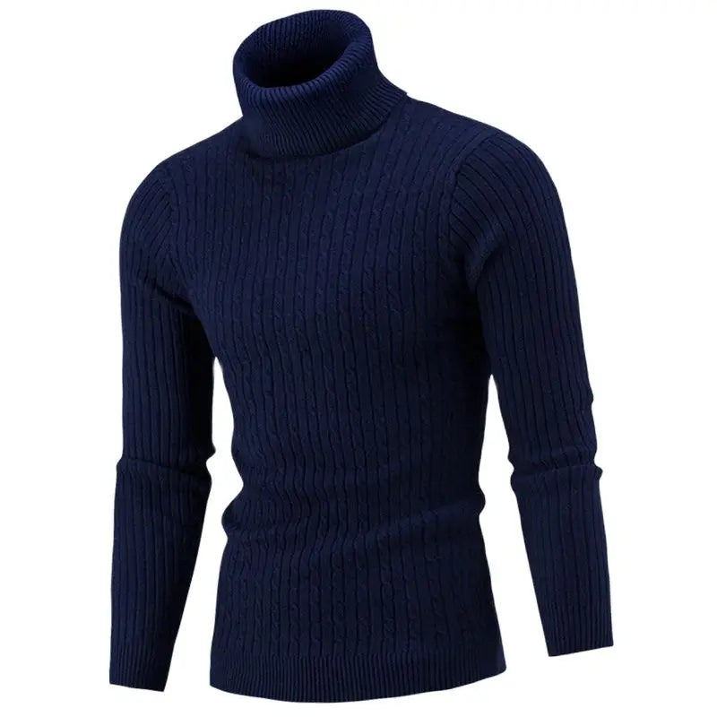 KnitLedger - Camisola de gola alta para homem em malha entrançada