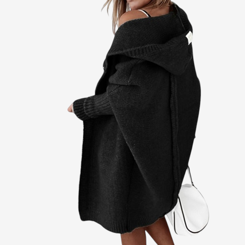 Cardigan lavorato a maglia con cappuccio da donna