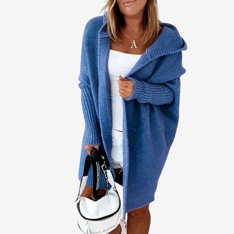Cardigan lavorato a maglia con cappuccio da donna