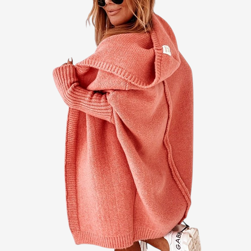 Cardigan lavorato a maglia con cappuccio da donna