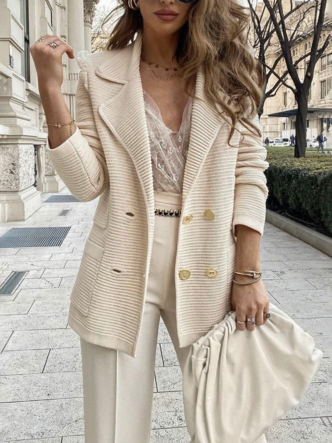 Vera - Blazer oversize chic à double boutonnage avec texture côtelée