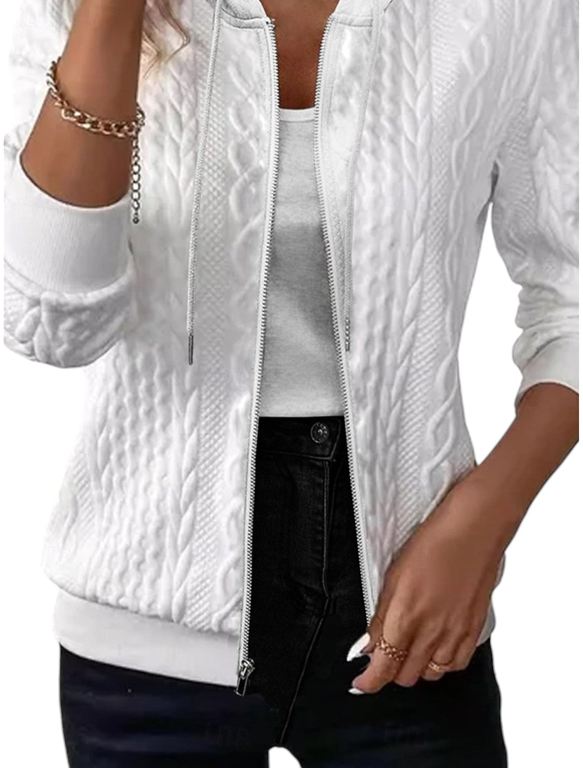 Penelope - Gilet elegante con zip, silhouette sagomata e cappuccio strutturato