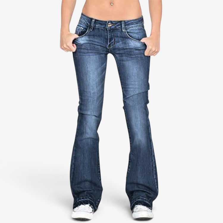 Clara - Low Rise Flared Jeans with Front and Back Pockets