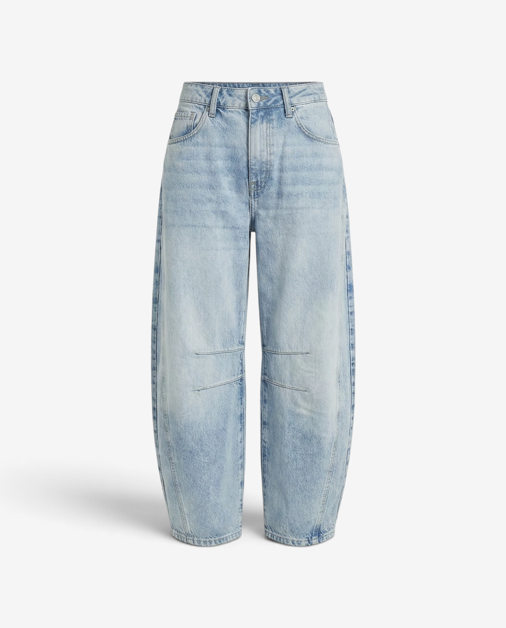 Colette - Mid Rise Barrel Jeans with Relaxed Fit and Button Closure