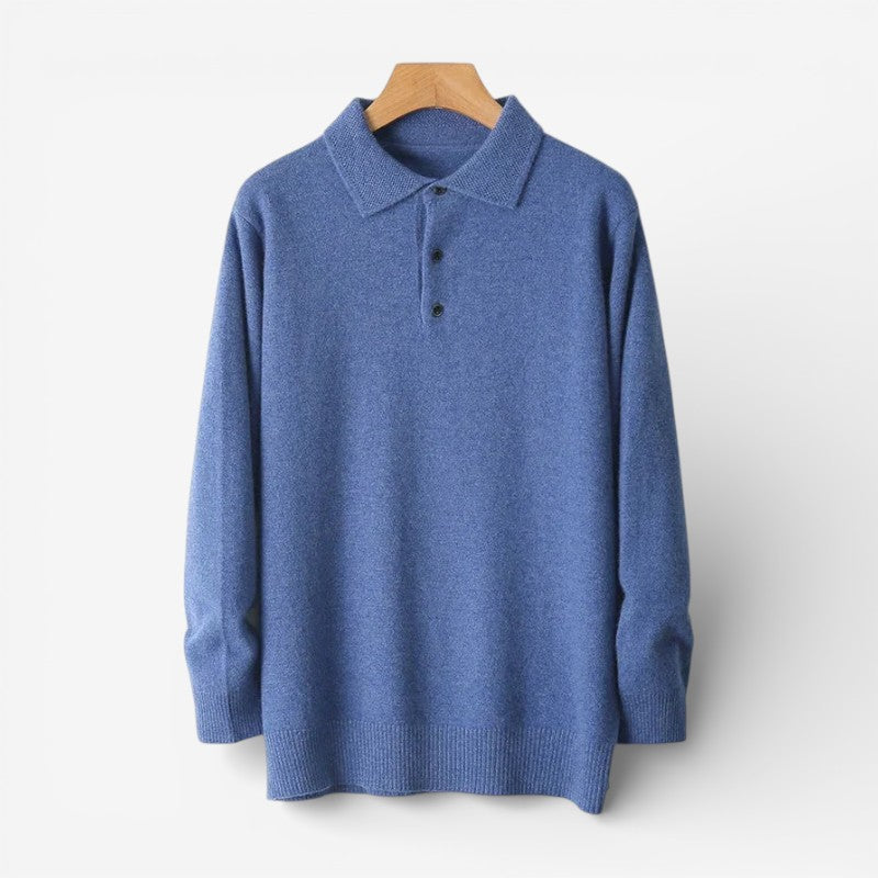 Cassius – Long Sleeve Slim Fit Sweater With Button Collar