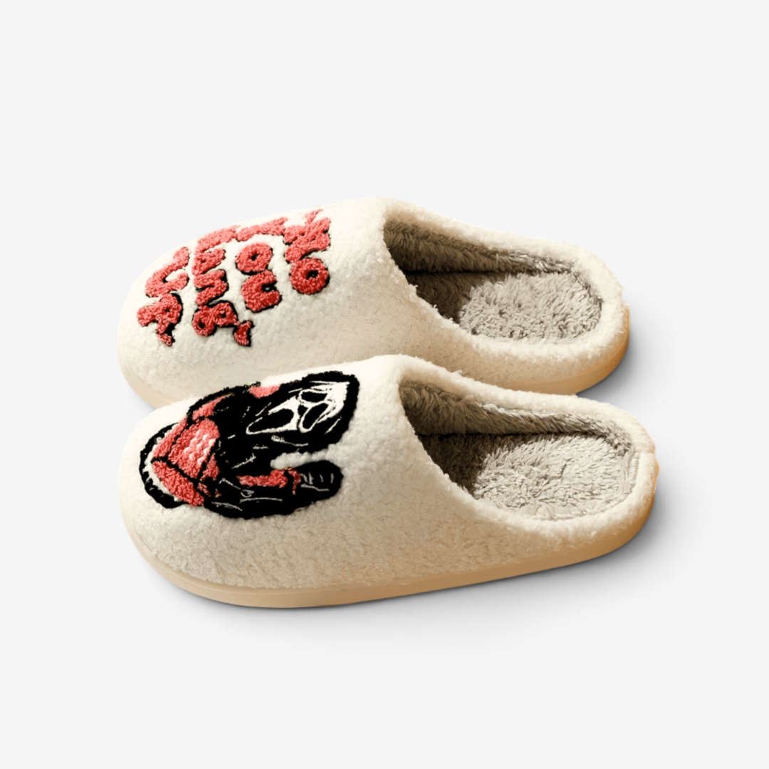 EmberTrail - Cozy Plush Halloween Slippers with Playful Embroidery