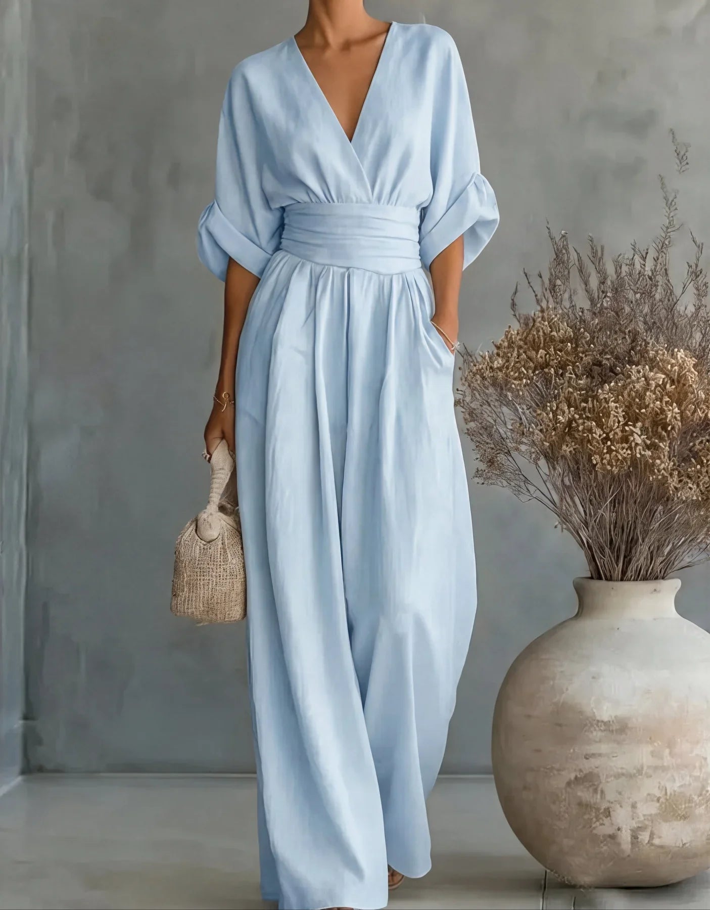 Elegant Women's Jumpsuit with V-Neck