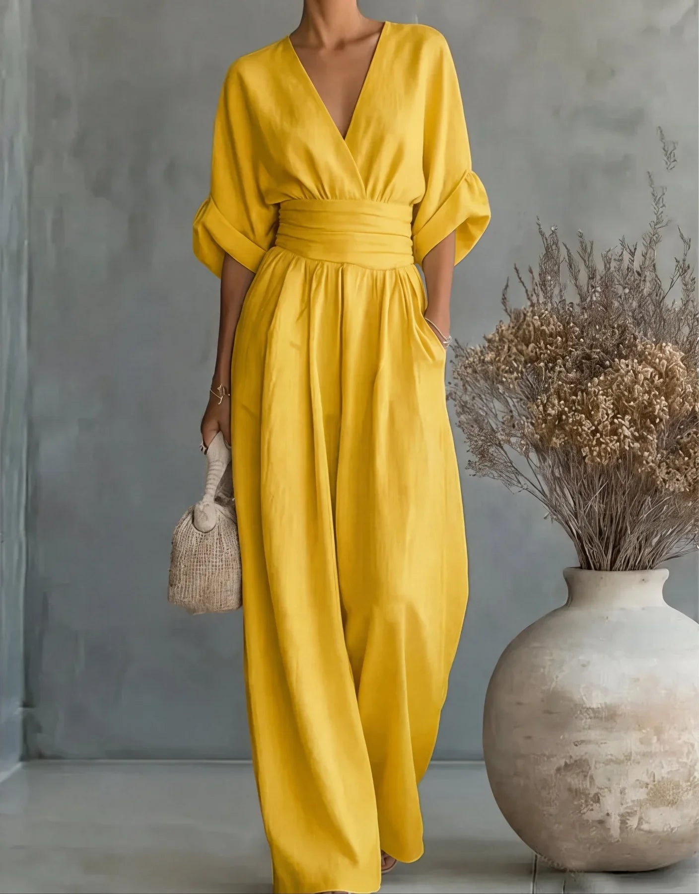 Elegant Women's Jumpsuit with V-Neck
