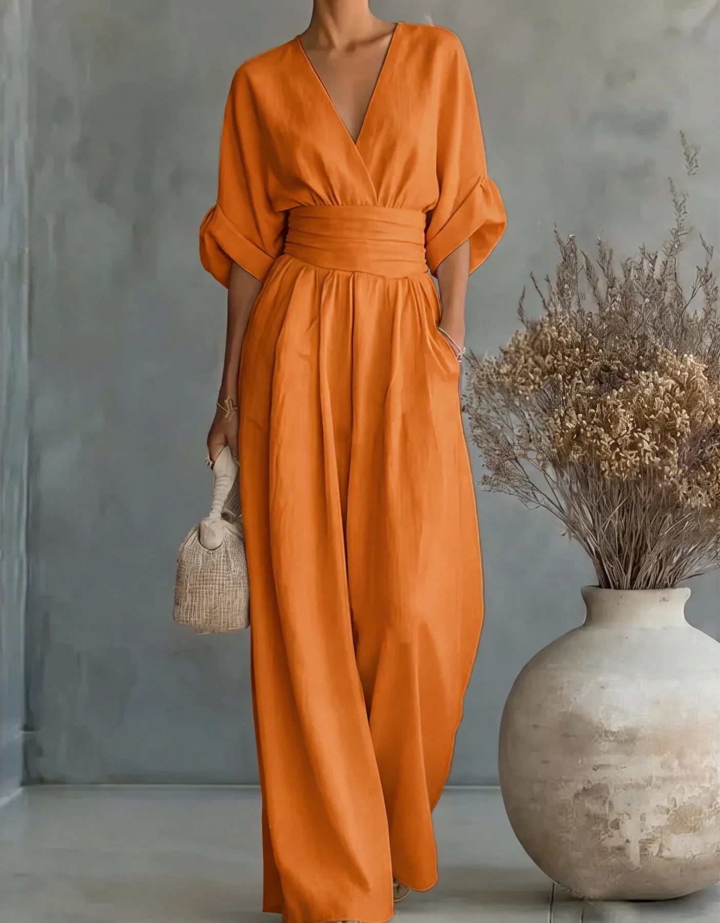 Elegant Women's Jumpsuit with V-Neck