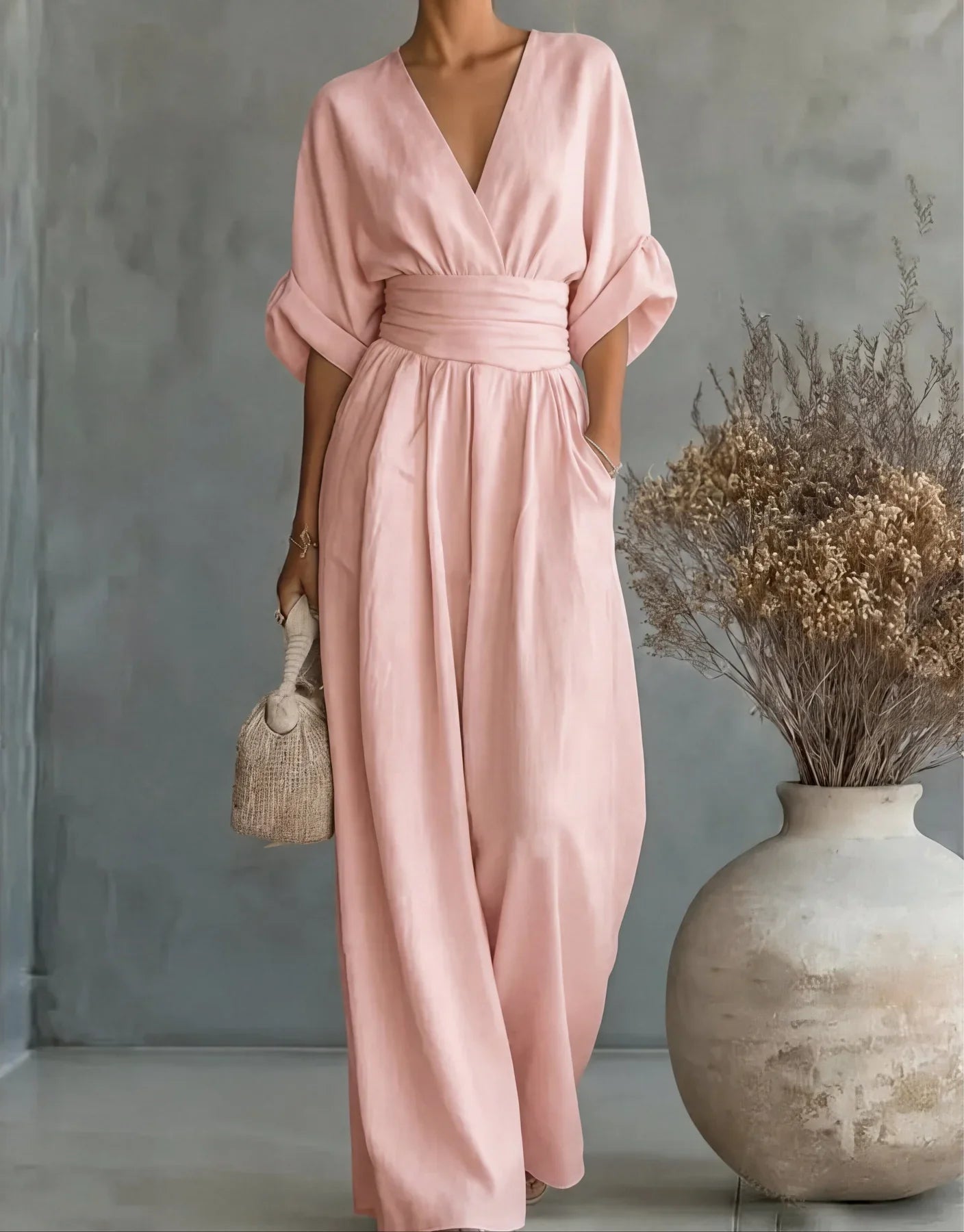 Elegant Women's Jumpsuit with V-Neck