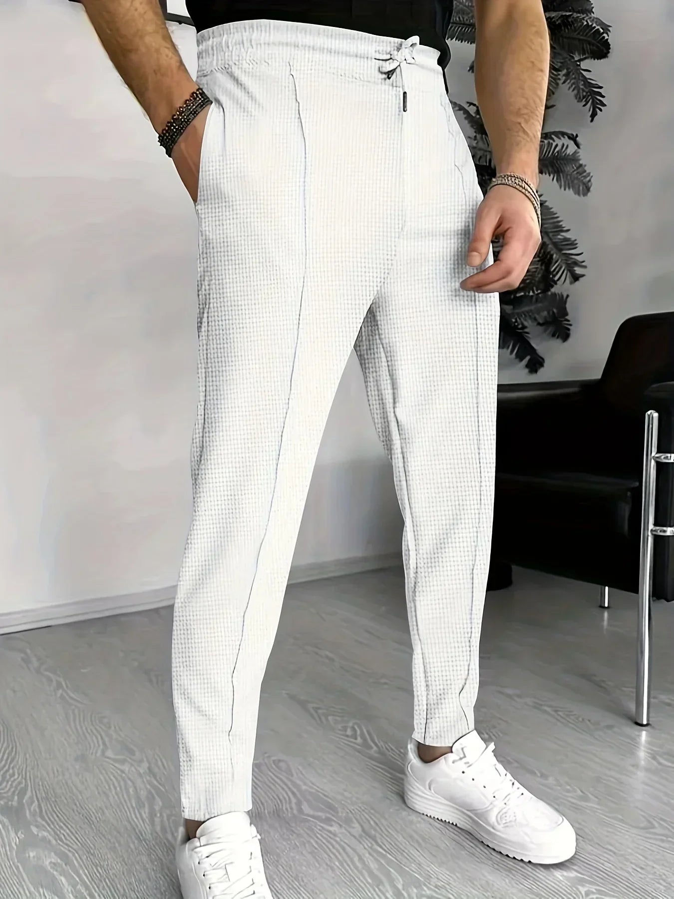 Noah - Pantalon slim fit à carreaux avec taille ajustable