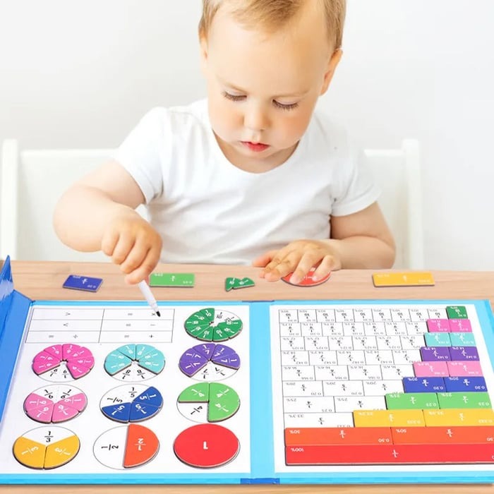 FractionMaster - Montessori magnetic puzzle book for learning fractions