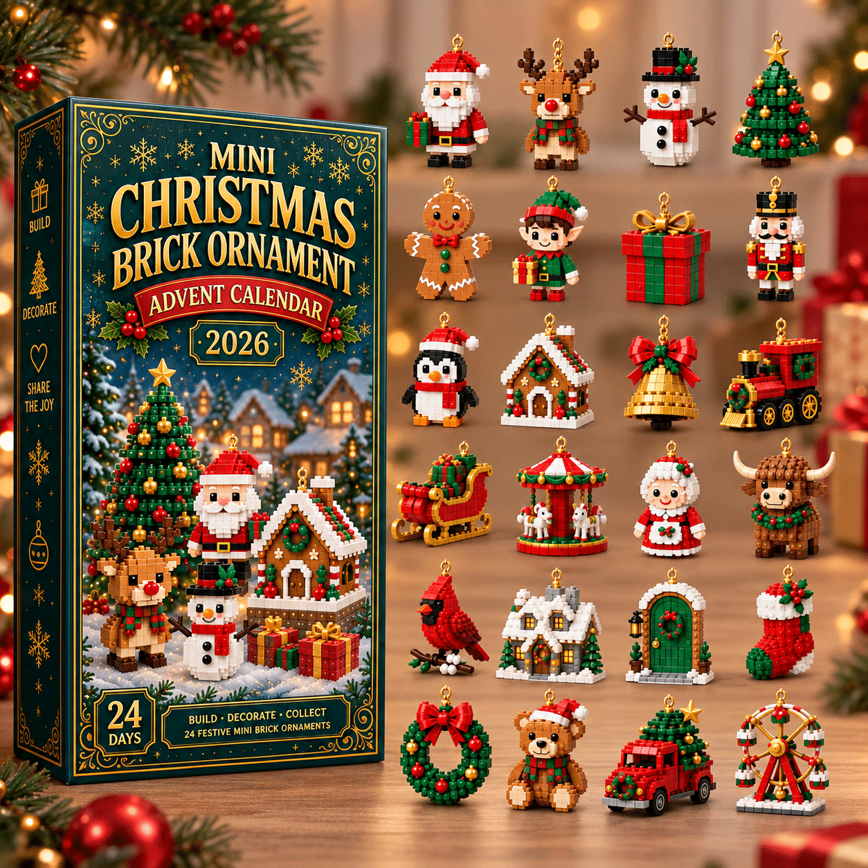 Buildvent - Calendario dell'Avvento con 24 mini figure da costruire