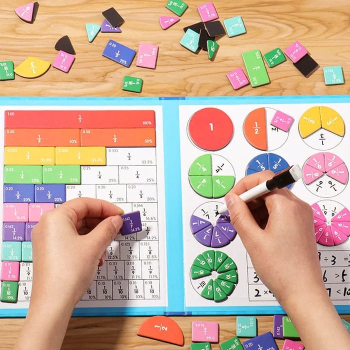 FractionMaster - Montessori magnetic puzzle book for learning fractions