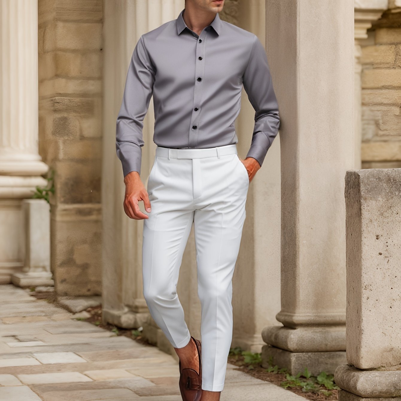 Luca - Slim Fit Shirt with Striped Collar