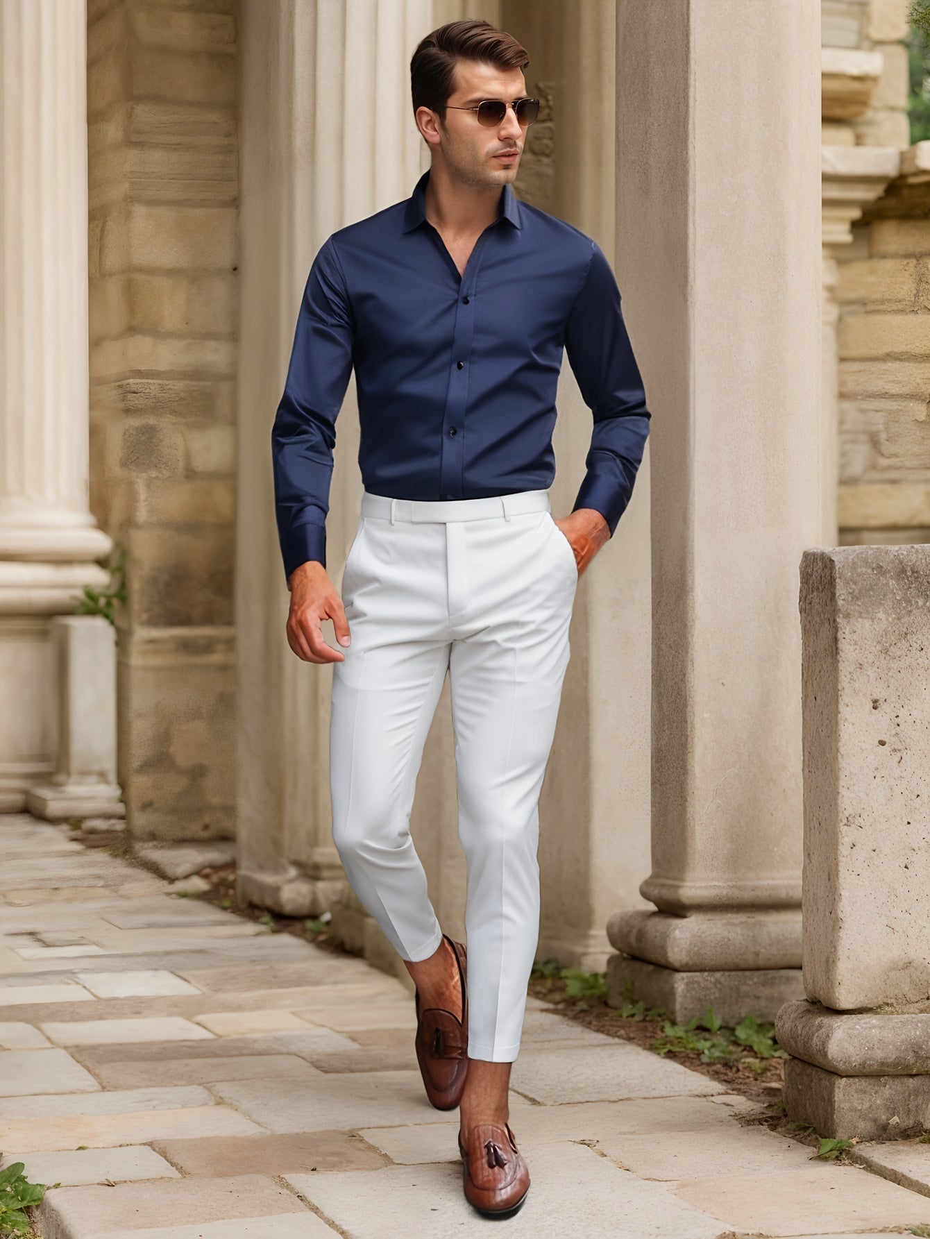 Luca - Slim Fit Shirt with Striped Collar