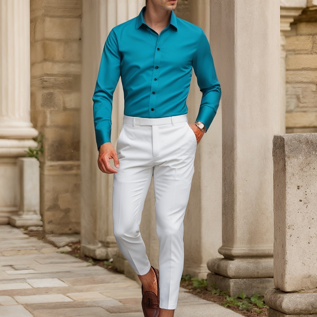 Luca - Slim Fit Shirt with Striped Collar