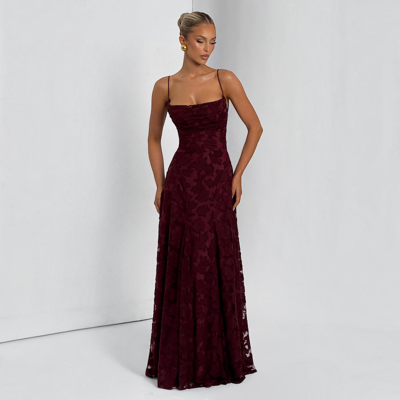 Women’s Square Neck Backless Bodycon Maxi Dress