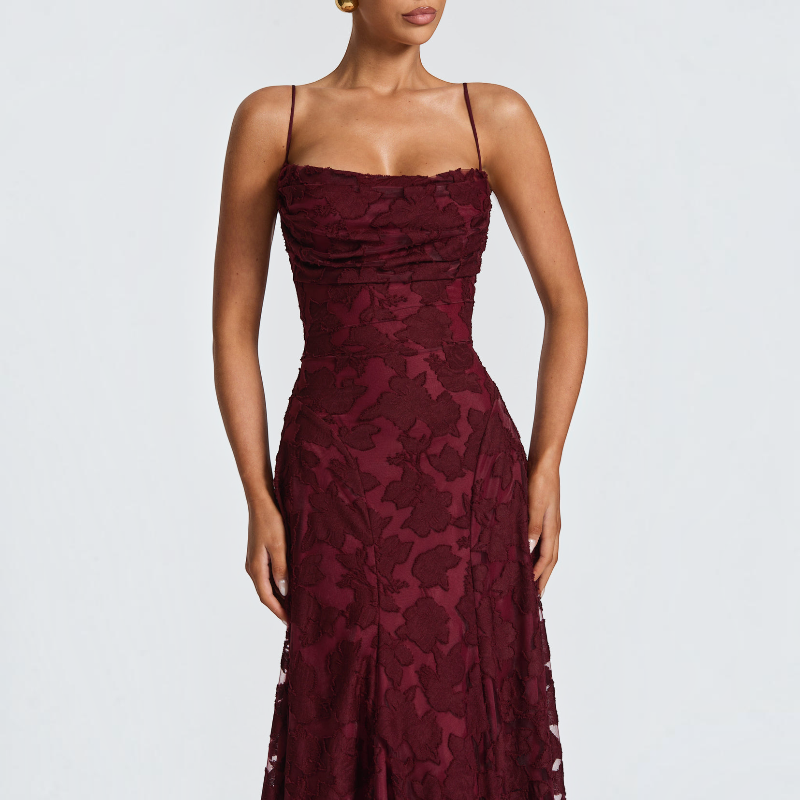 Women’s Square Neck Backless Bodycon Maxi Dress