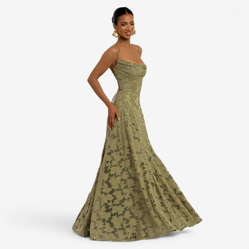 Women’s Square Neck Backless Bodycon Maxi Dress