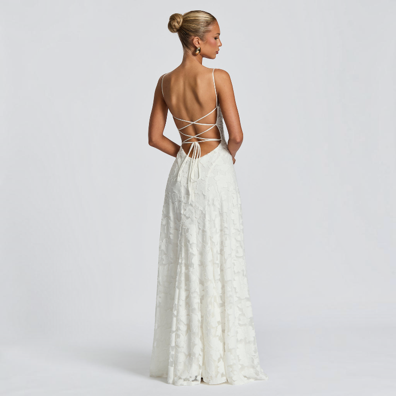 Women’s Square Neck Backless Bodycon Maxi Dress