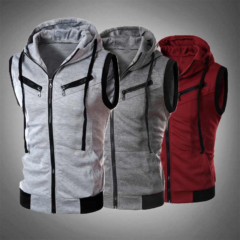 Zane - Gilets sportifs sans manches avec fermeture éclair et poches fonctionnelles