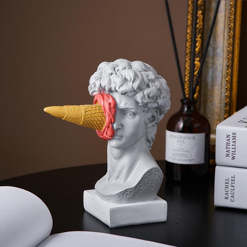 ArtWhimsy - Scultura artistica giocosa a forma di volto di gelato per decorazione domestica