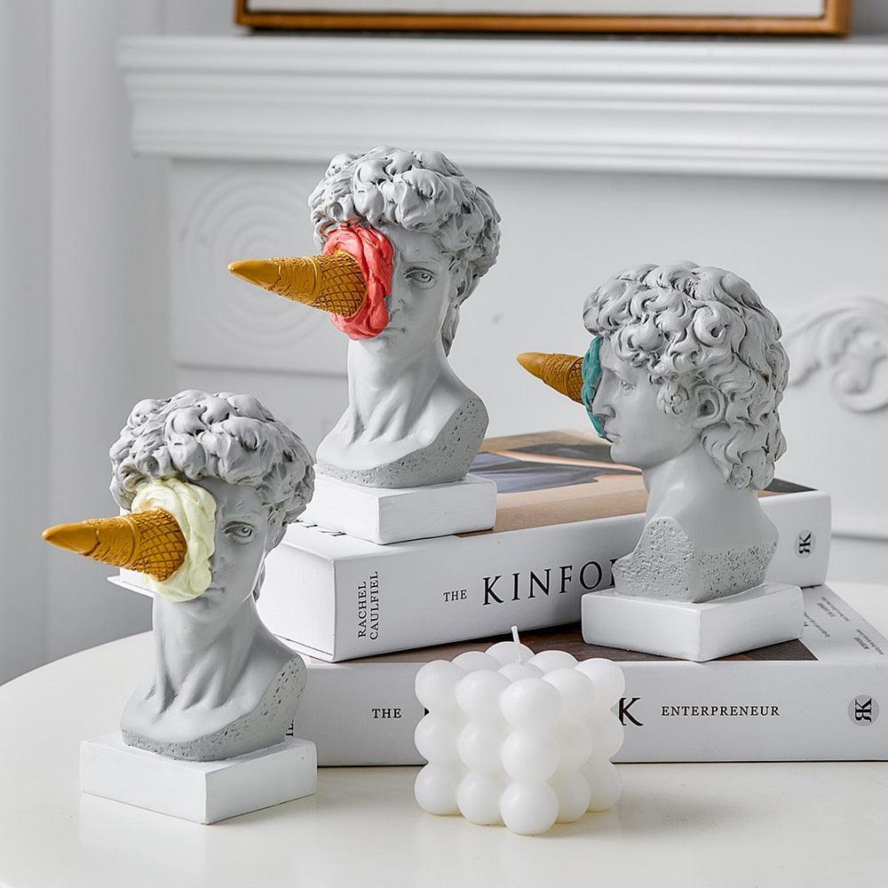 ArtWhimsy - Scultura artistica giocosa a forma di volto di gelato per decorazione domestica