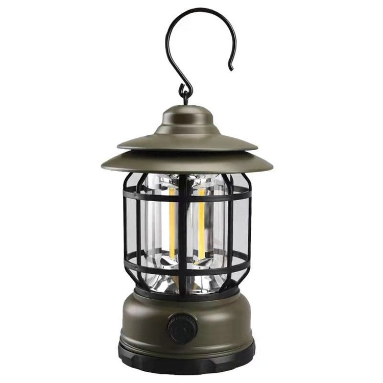 TimberGlow - Vintage-inspired portable camping lamp with warm mood lighting