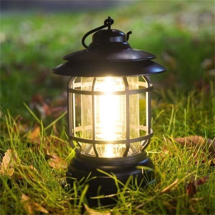 TimberGlow - Vintage-inspired portable camping lamp with warm mood lighting