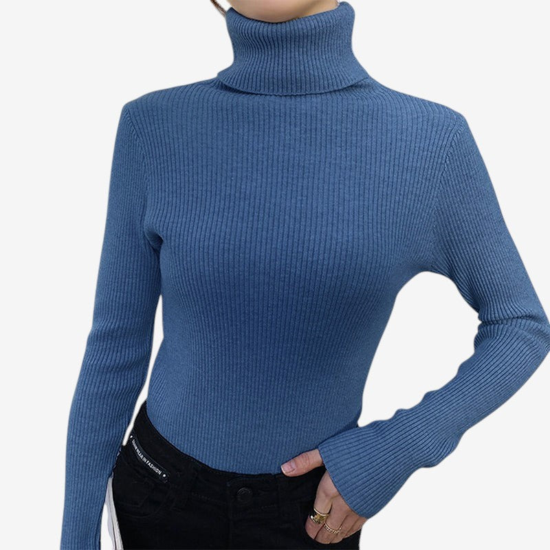 Bella – Pull à manches longues avec col roulé et coupe ajustée