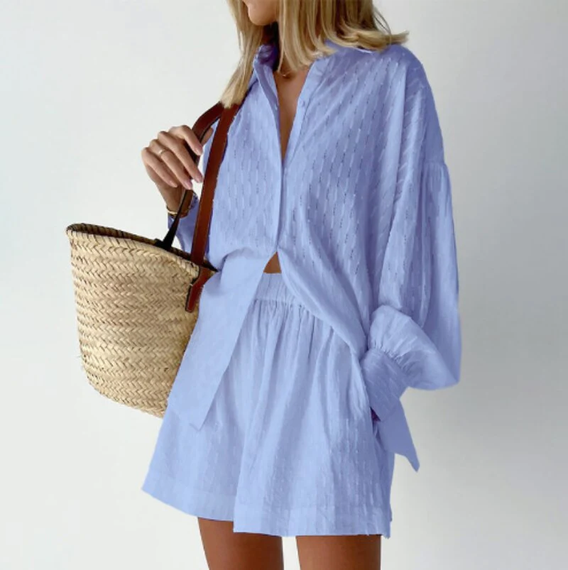 Isabella - Elegant two-piece summer set with lantern sleeves