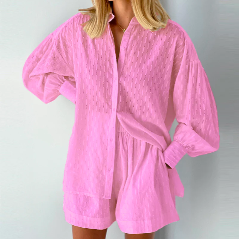 Isabella - Elegant two-piece summer set with lantern sleeves