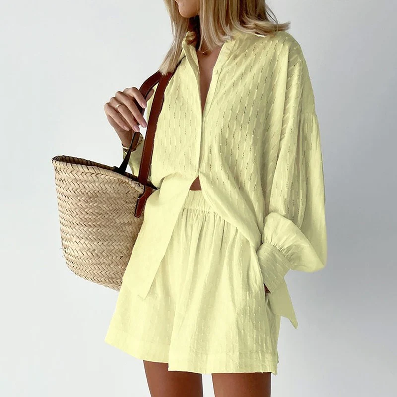 Isabella - Elegant two-piece summer set with lantern sleeves