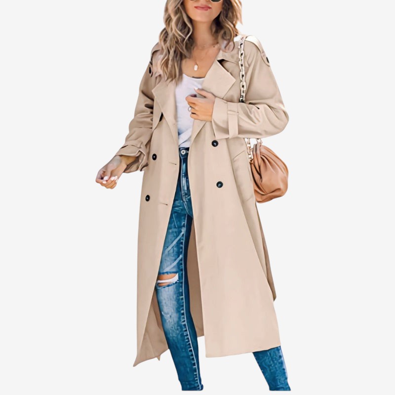 Long Sleeve Trench Coat with Lapel Collar