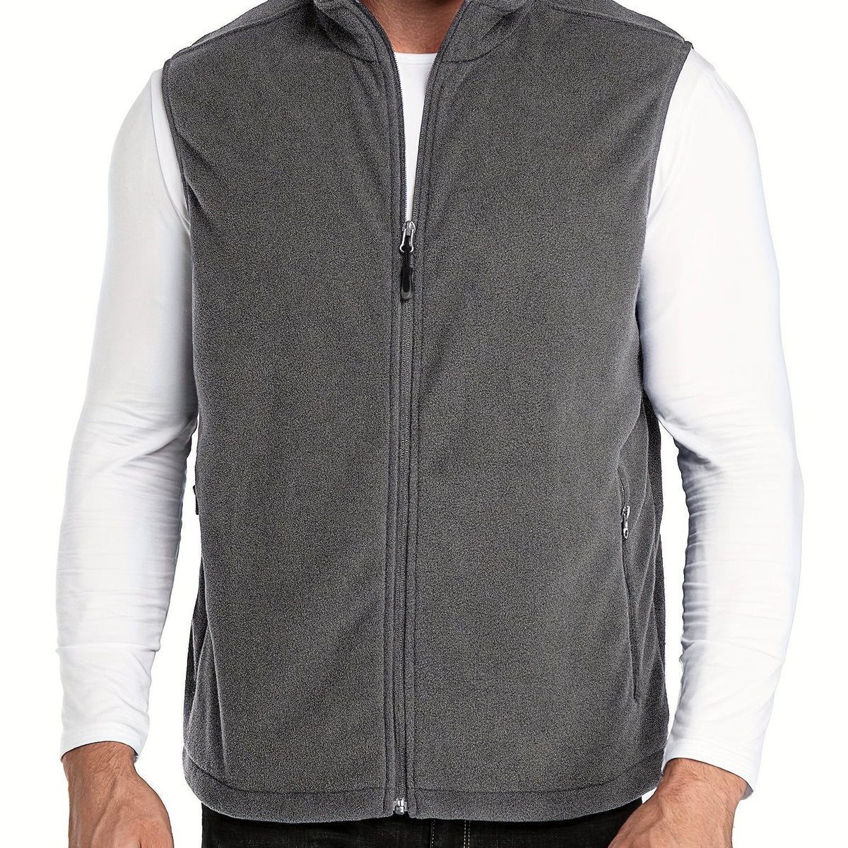Chaleco polar ZipFleece sin mangas, con cierre de cremallera completa y cuello alto