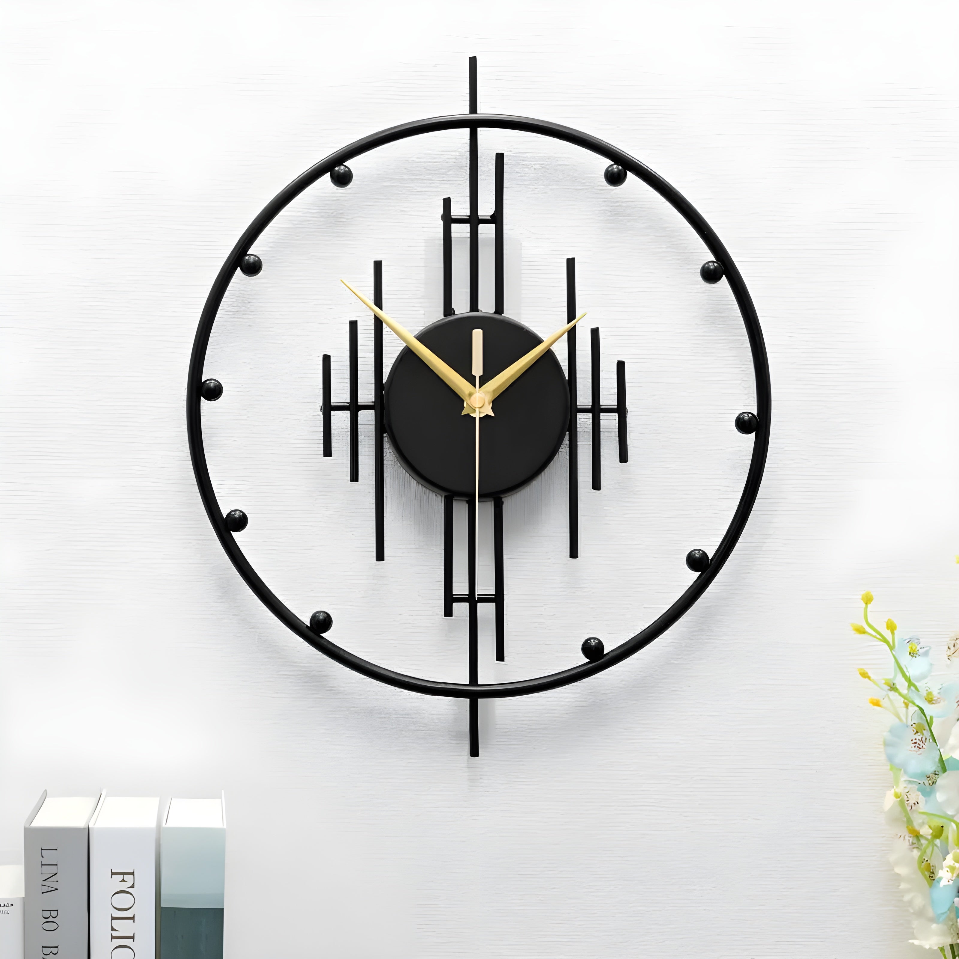 TimeNest - Orologio da parete silenzioso con cornice rotonda liscia e ticchettio silenzioso per interni moderni