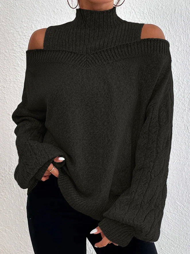 Sophia - Off-Shoulder Sweater with Half Turtleneck and Lantern Sleeves