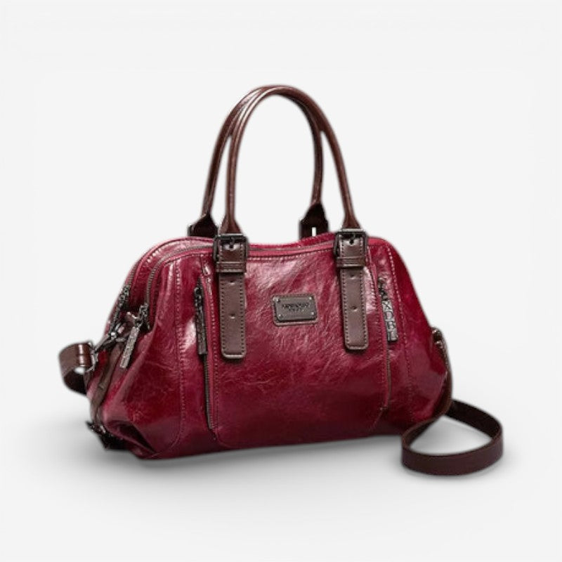 Willow – Sac à bandoulière avec sangle réglable et fermeture éclair | Compartiment principal pour un rangement organisé | Léger pour un usage quotidien | Taille standard | Marron, Vert, Rouge