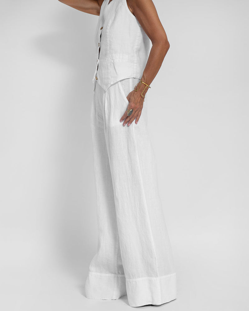 Lena - Set elegant din două piese cu pantaloni largi și vestă cu nasturi