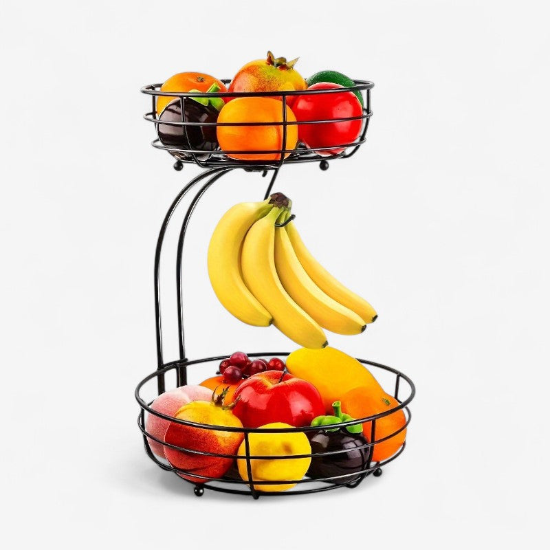 FreshHold – 2-Layer Fruit Basket with Built-in Hook and Detachable Design