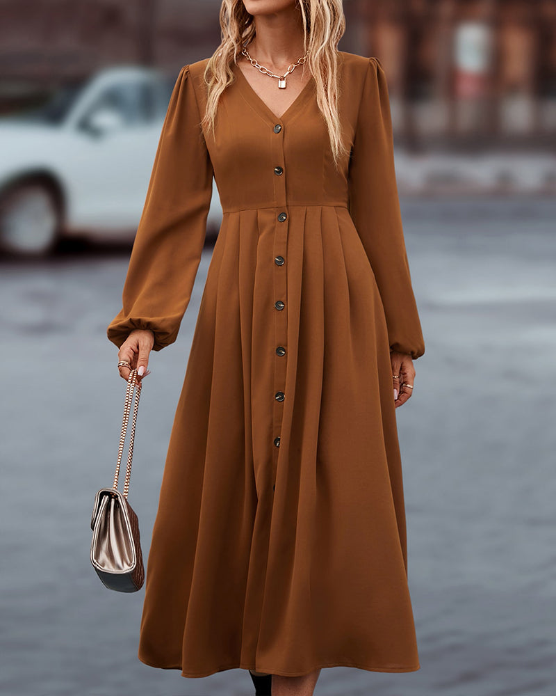Diana - Rochie elegantă cu decolteu în V și mâneci lungi