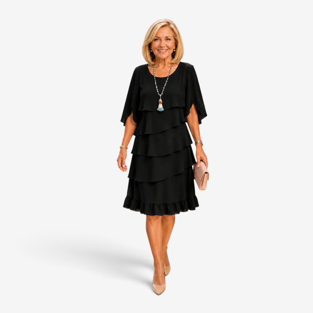 Robe élégante pour femme à volants avec une coupe fluide