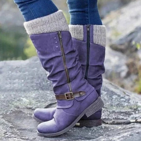 Hannah - Chic and Comfortable Mid-Calf Boots with Zipper Closure