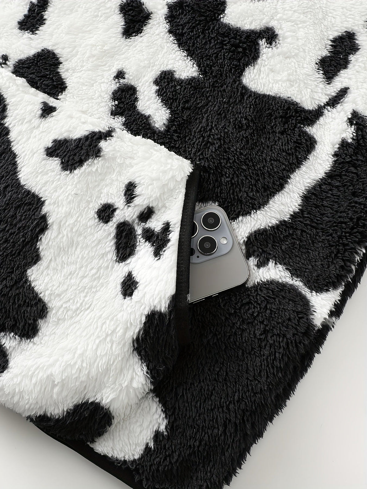 MooFleece - Camisola polar com capuz para mulher e estampado de vaca