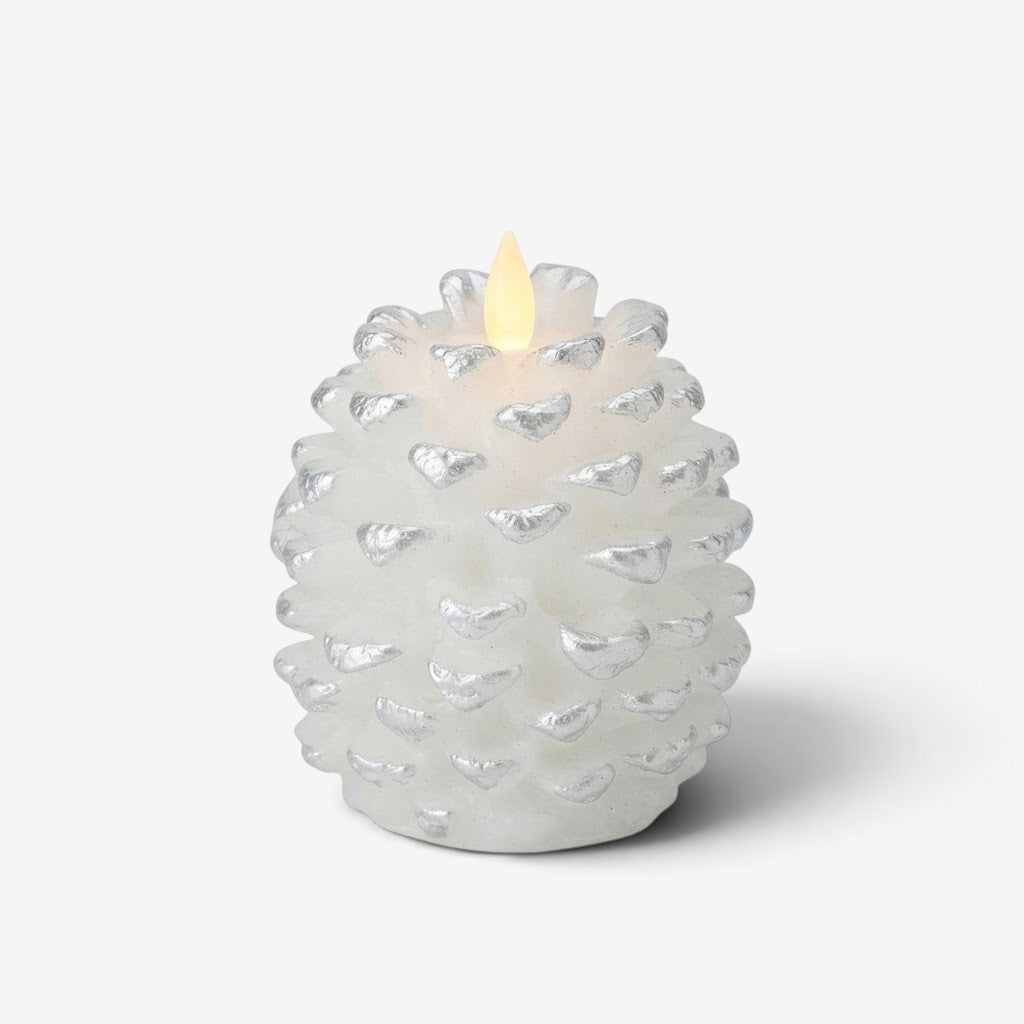 PineGlow - Lumânări decorative fără flacără, în formă de conuri de pin, cu efect de flacără LED