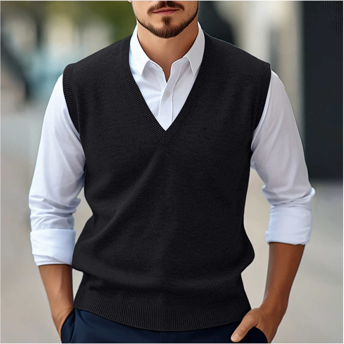 Jake - Minimalist knitted vest without sleeves