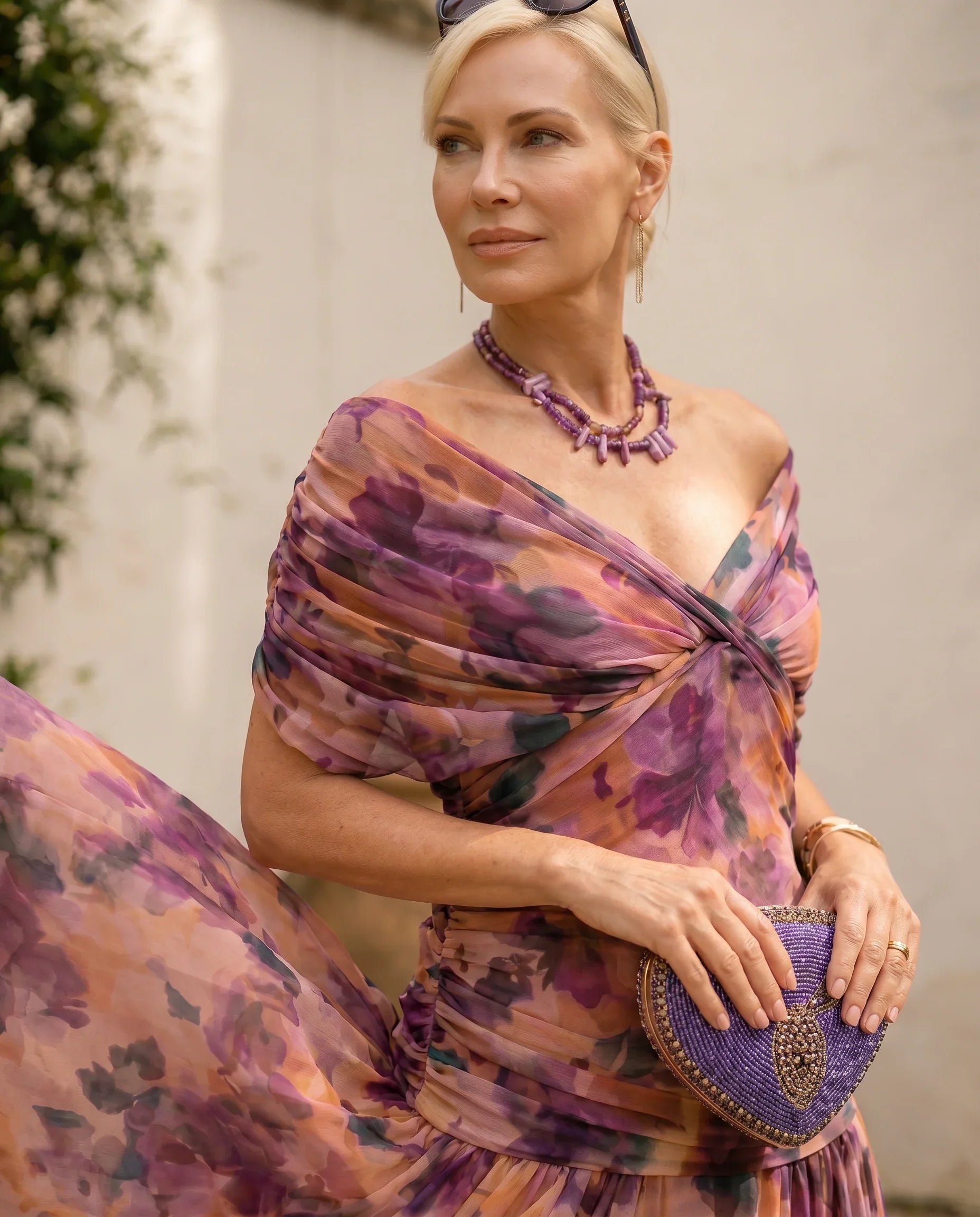 Elegant Maxi Dress with V-Neck Design