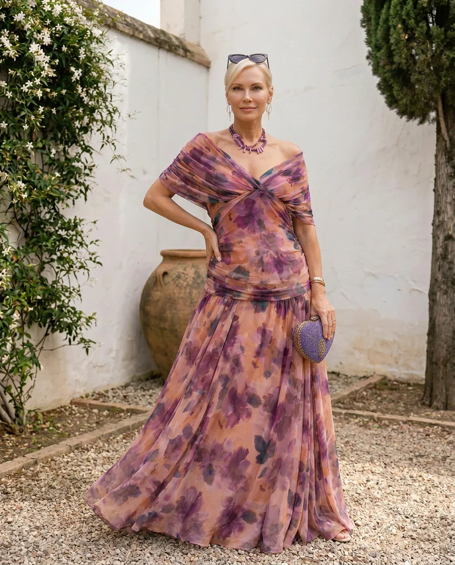Elegant Maxi Dress with V-Neck Design
