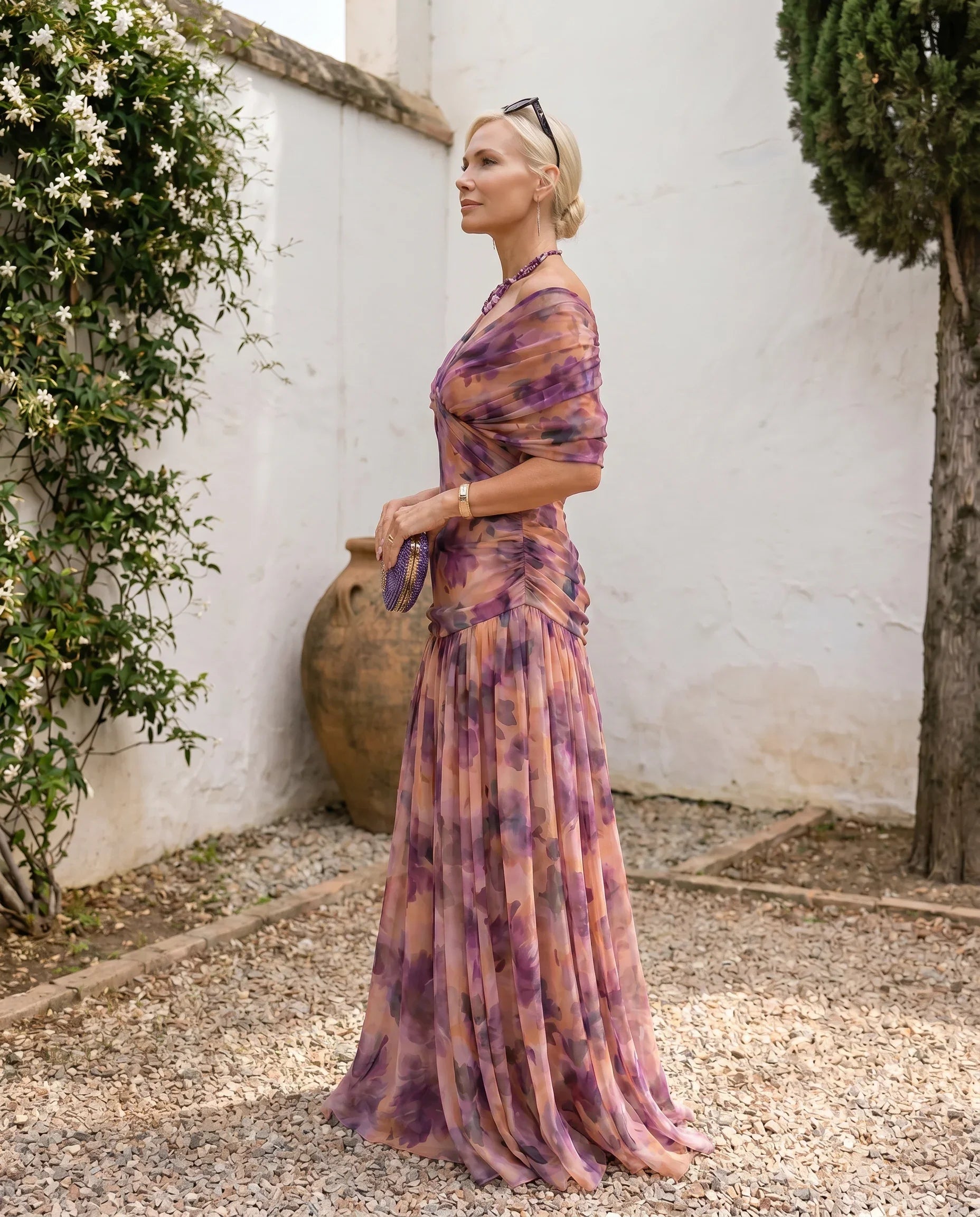 Elegant Maxi Dress with V-Neck Design